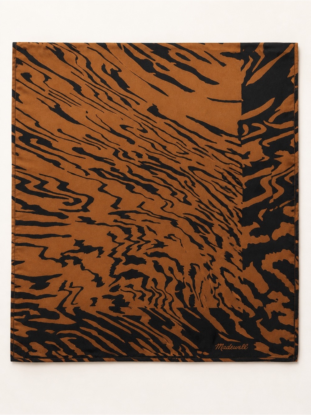Madewell Tiger Print Sheer Square Scarf Brown Black Y2K Bandana - Picture 5 of 6